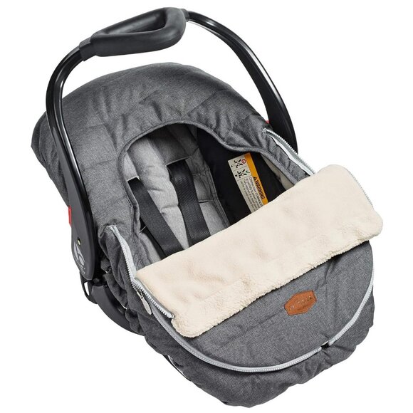 JJ Cole Infant Car Seat Cover With Fleece Lining & Elastic Fit Cold Weather Gray - Picture 2 of 11